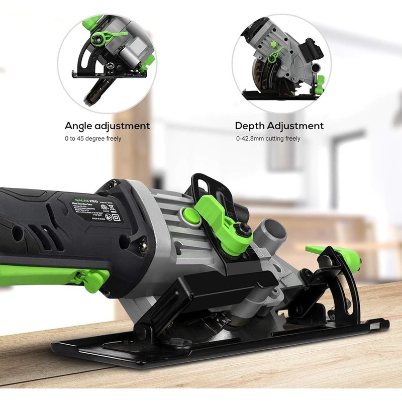 4.5 Inch Mini Circular Saw 3400RPM Battery Powered Laser Guide 2 Blades New
