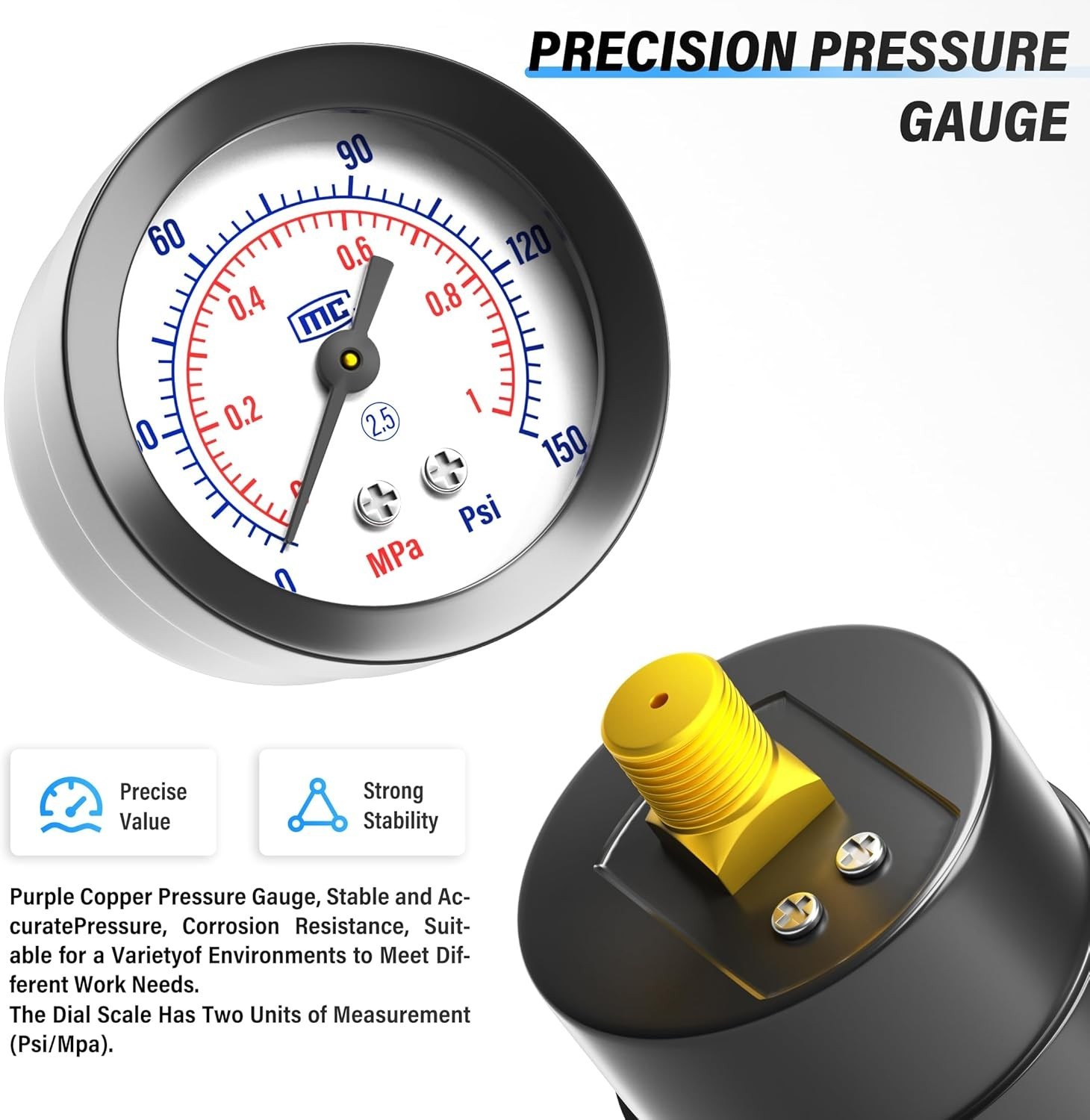 5-In-1 1/4 Inch NPT AR2000 Mini Pressure Regulator Kit for Compressed Air System