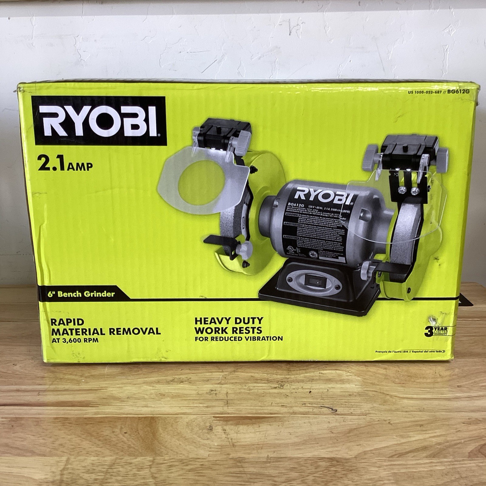 New RYOBI 2.1 Amp 6” Bench Grinder