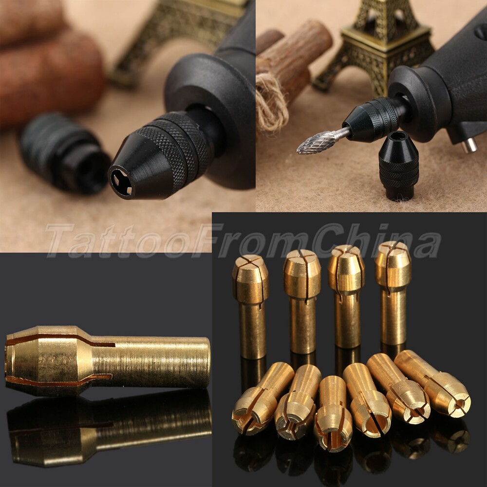 0.5mm-3.2mm Brass Collet Chuck 4.8mm Shank & M8 Keyless Chuck Rotary Tool Kit