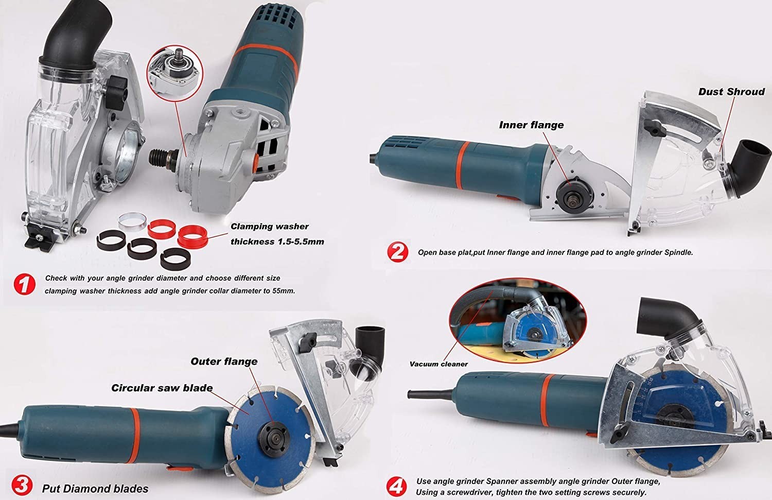 Dust Collector Attachment for Angle Grinder 4.5&Prime; to 5&Prime; – Cutting Dust Shroud Too