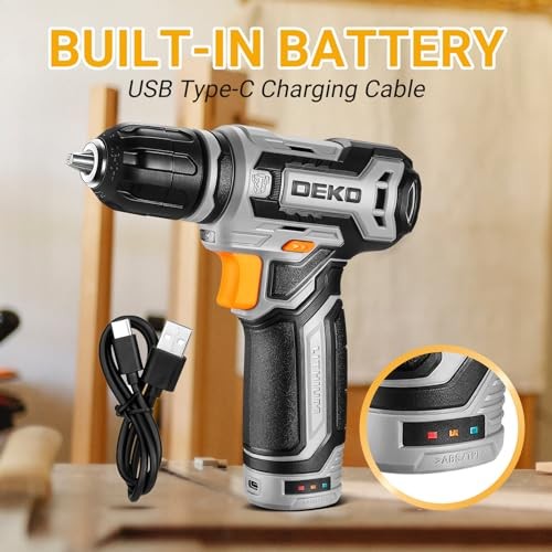 DEKOPRO 12V Power Battery Drill Set with Small Electric Drills and 3/8-inch Key
