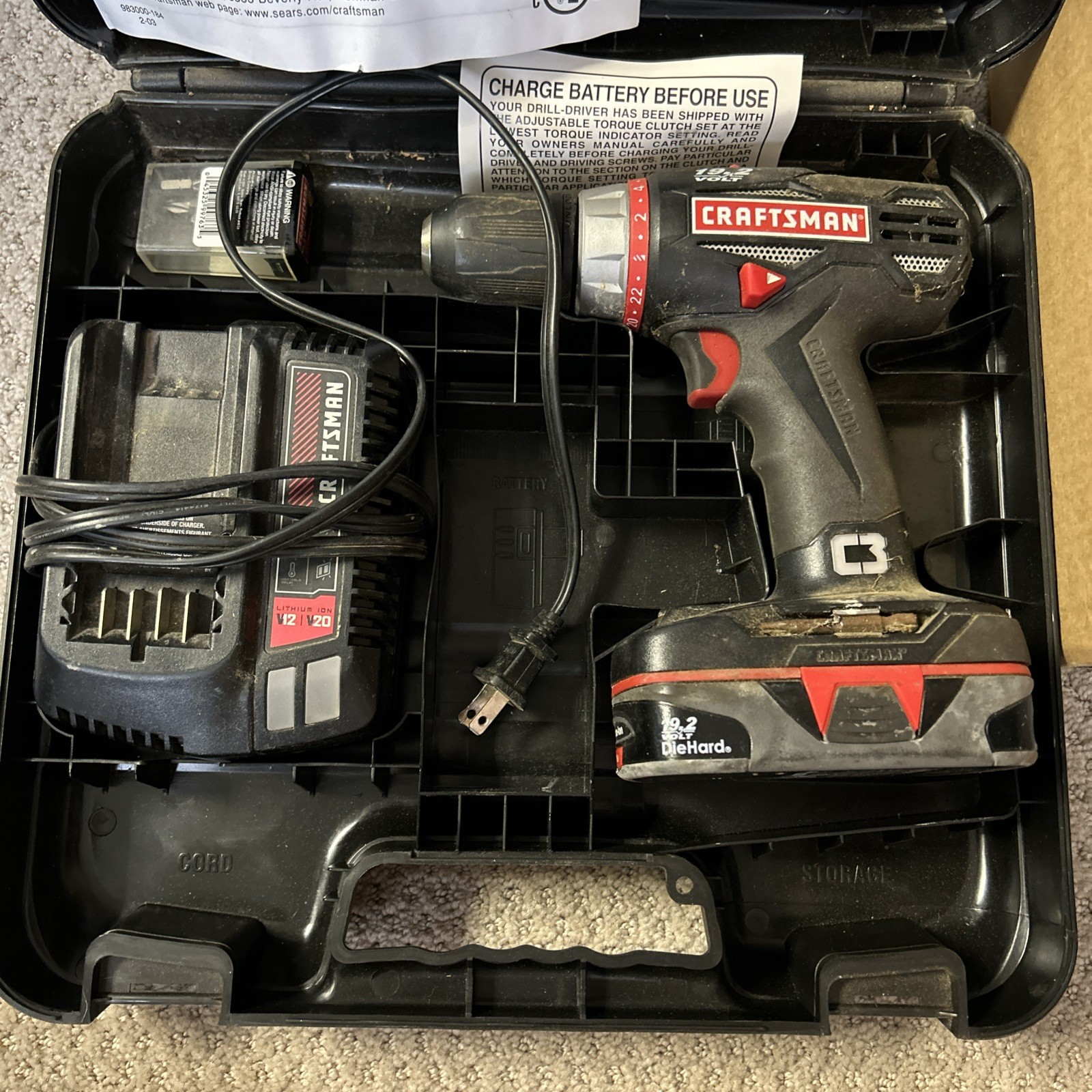 Craftsman EX Cordless Drill Driver 315.114540 1/2&Prime; Chuck 18V With Case And Batt