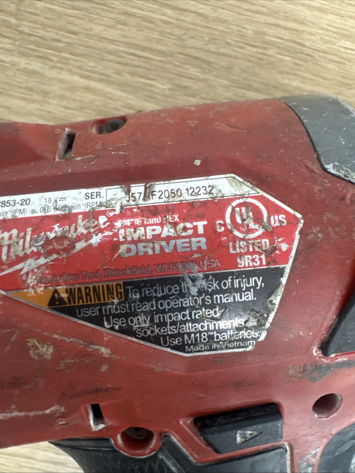 Milwaukee 2853-20 M18 Compact FUEL 1/4&Prime; Hex Impact Driver FOR REPAIR ONLY –
