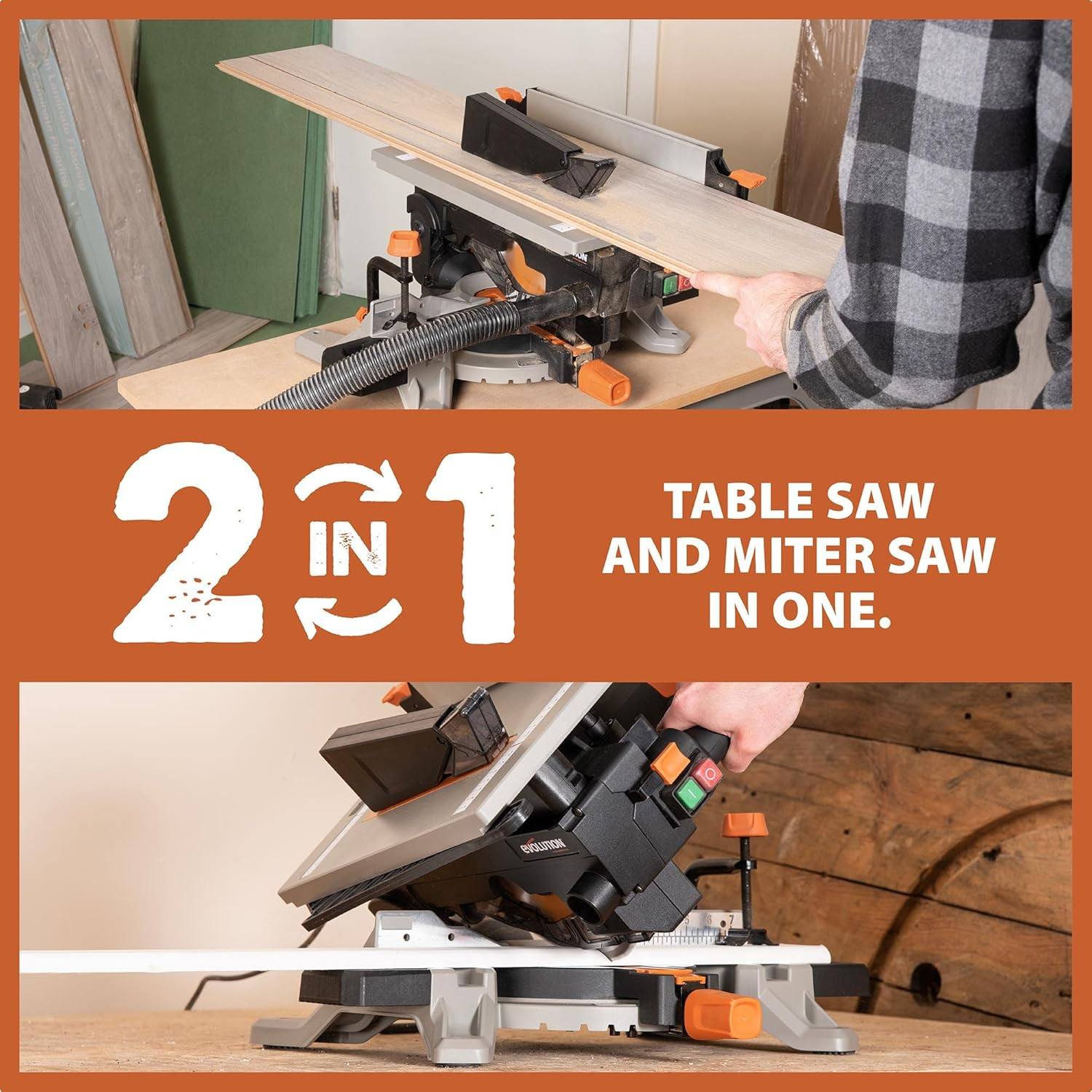 Evolution R8MTS 8-1/4&Prime; Convertible Miter/Table Saw – Multi-Function Saw – 0-45°