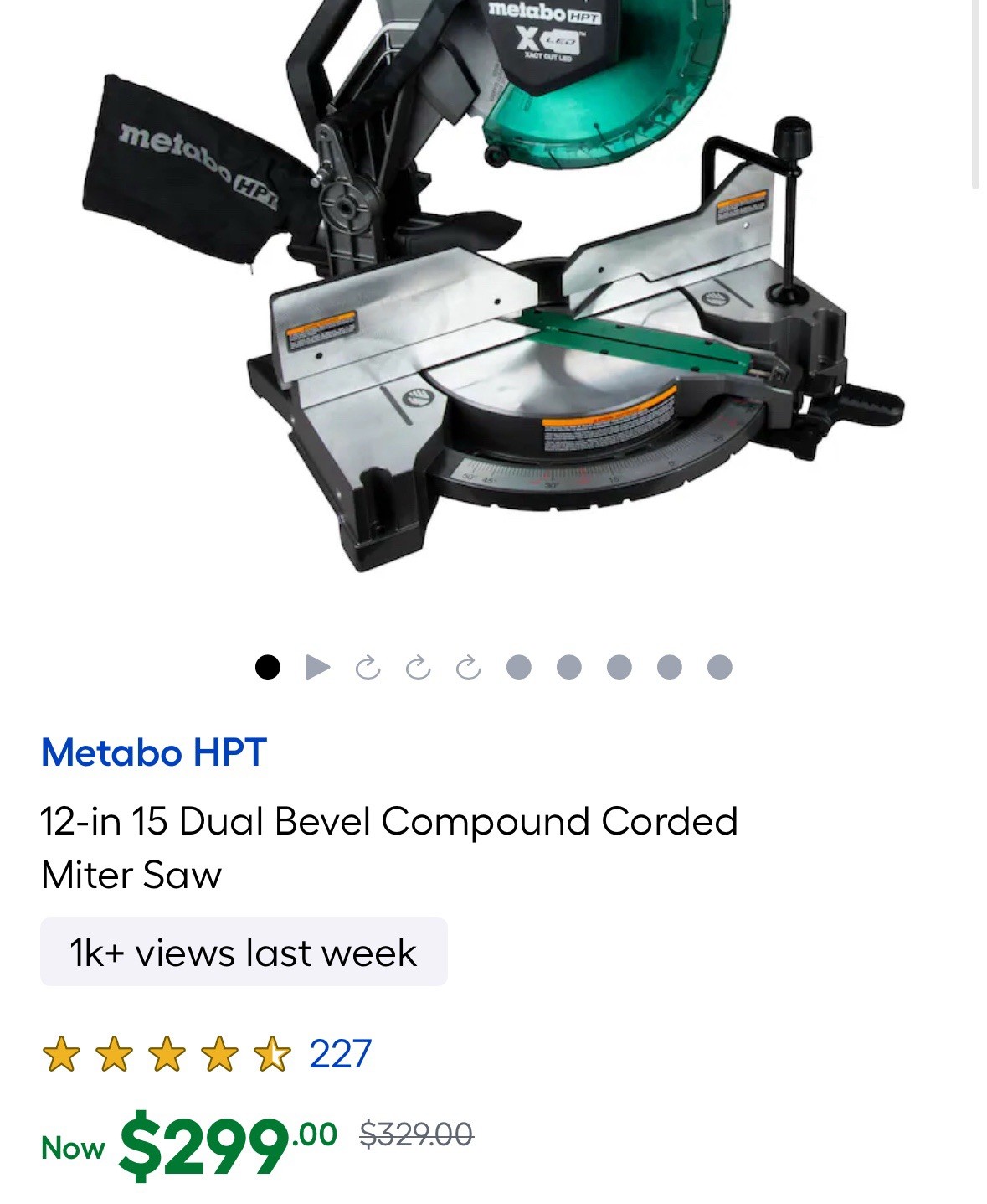 Metabo HPT 12in Compound Miter Saw C12FDHB Corded Dual Bevel XACT CUT LED