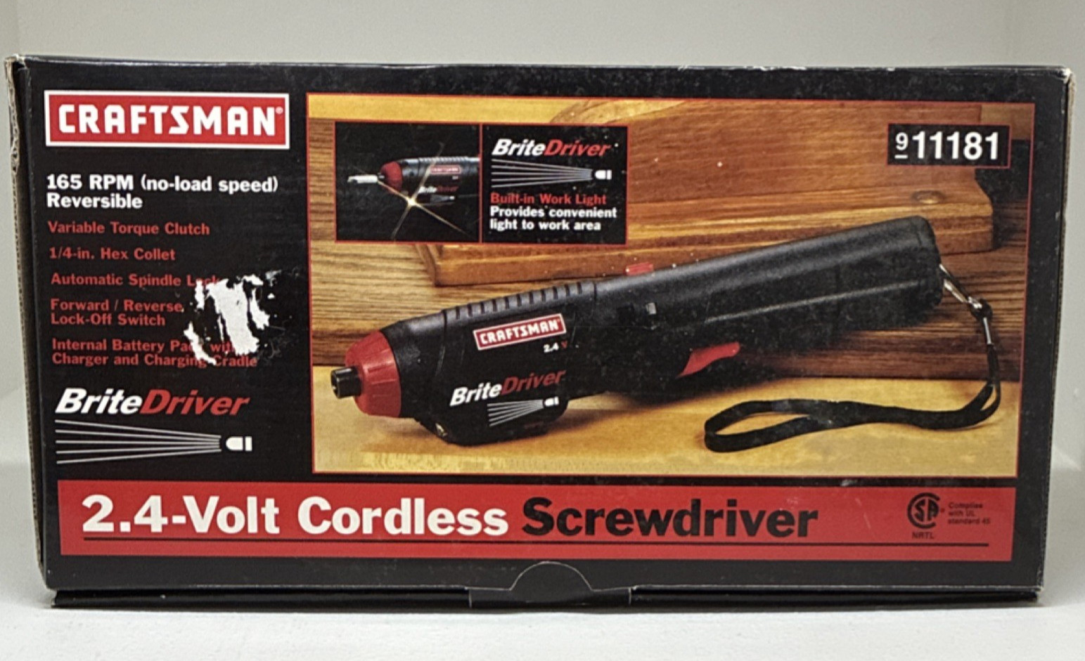 VTG Craftsman BriteDriver 2.4V Cordless Screwdriver 911181 Work Light Kit