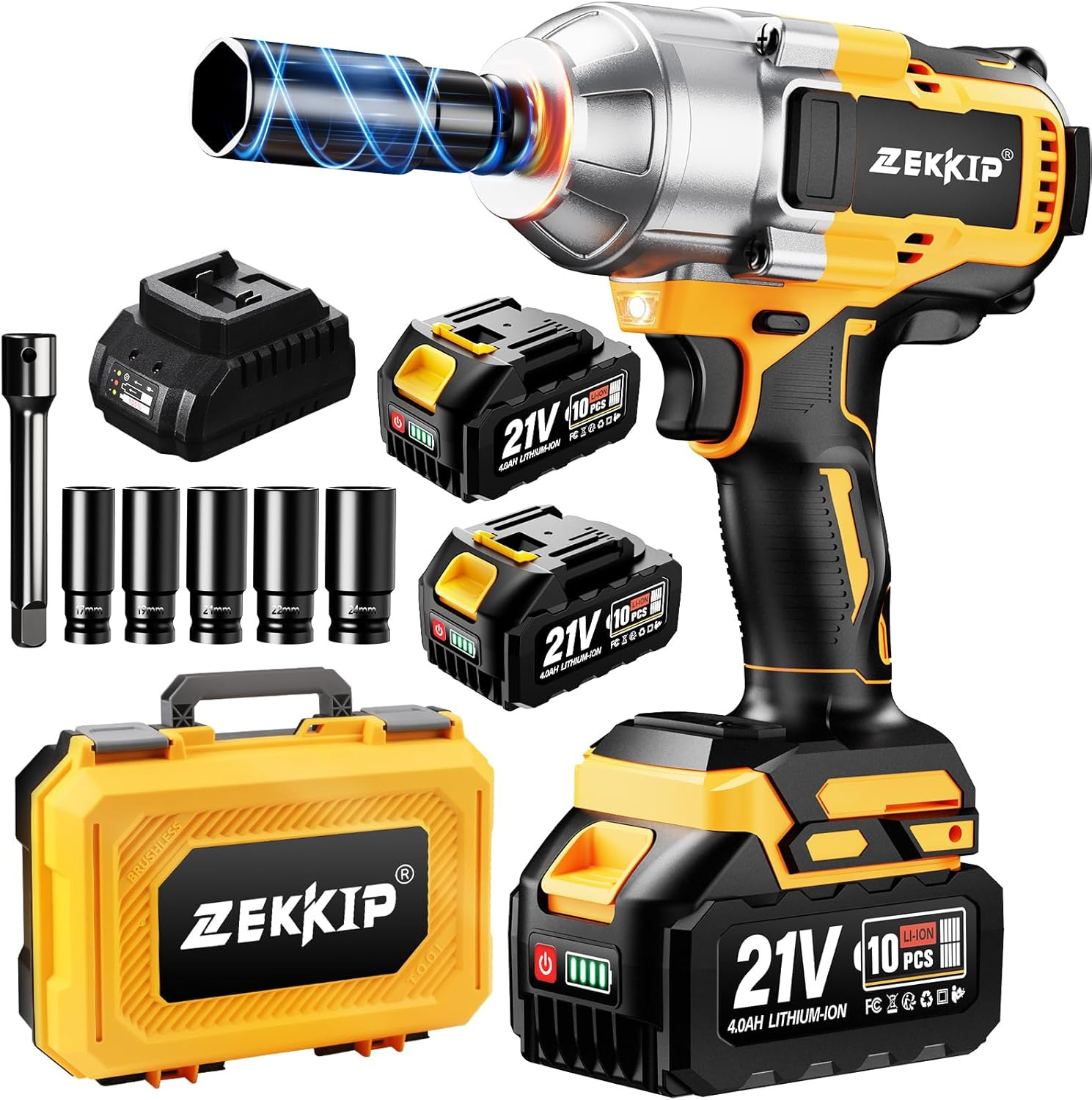 1/2 Inch Cordless Impact Wrench, 958Ft-Lbs (1300N.M) High Torque Brushless Impac