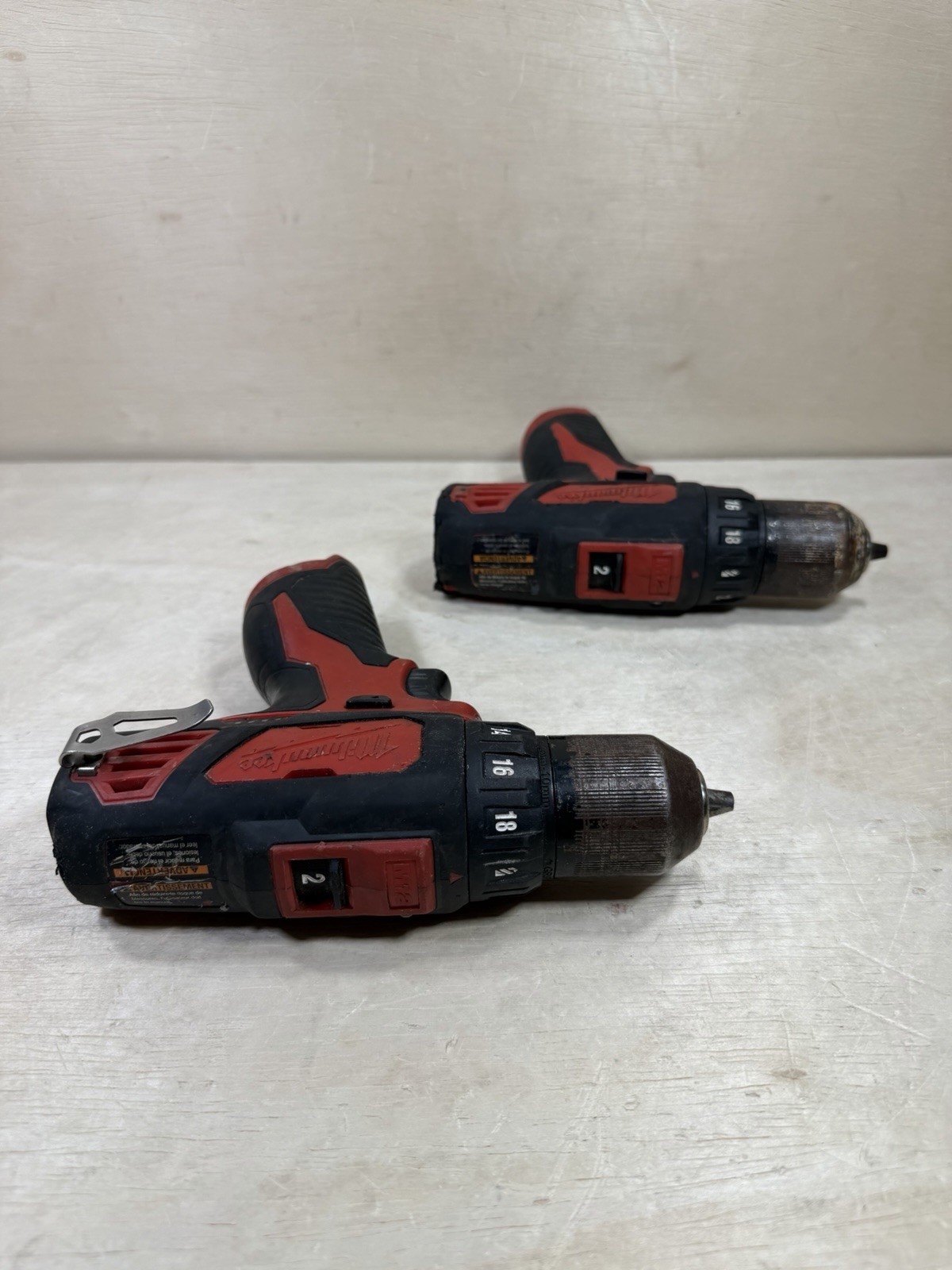 Milwaukee 2407-20 M12 3/8&Prime; Cordless Drill Driver Bare Tools Only LOT OF 2 Tested
