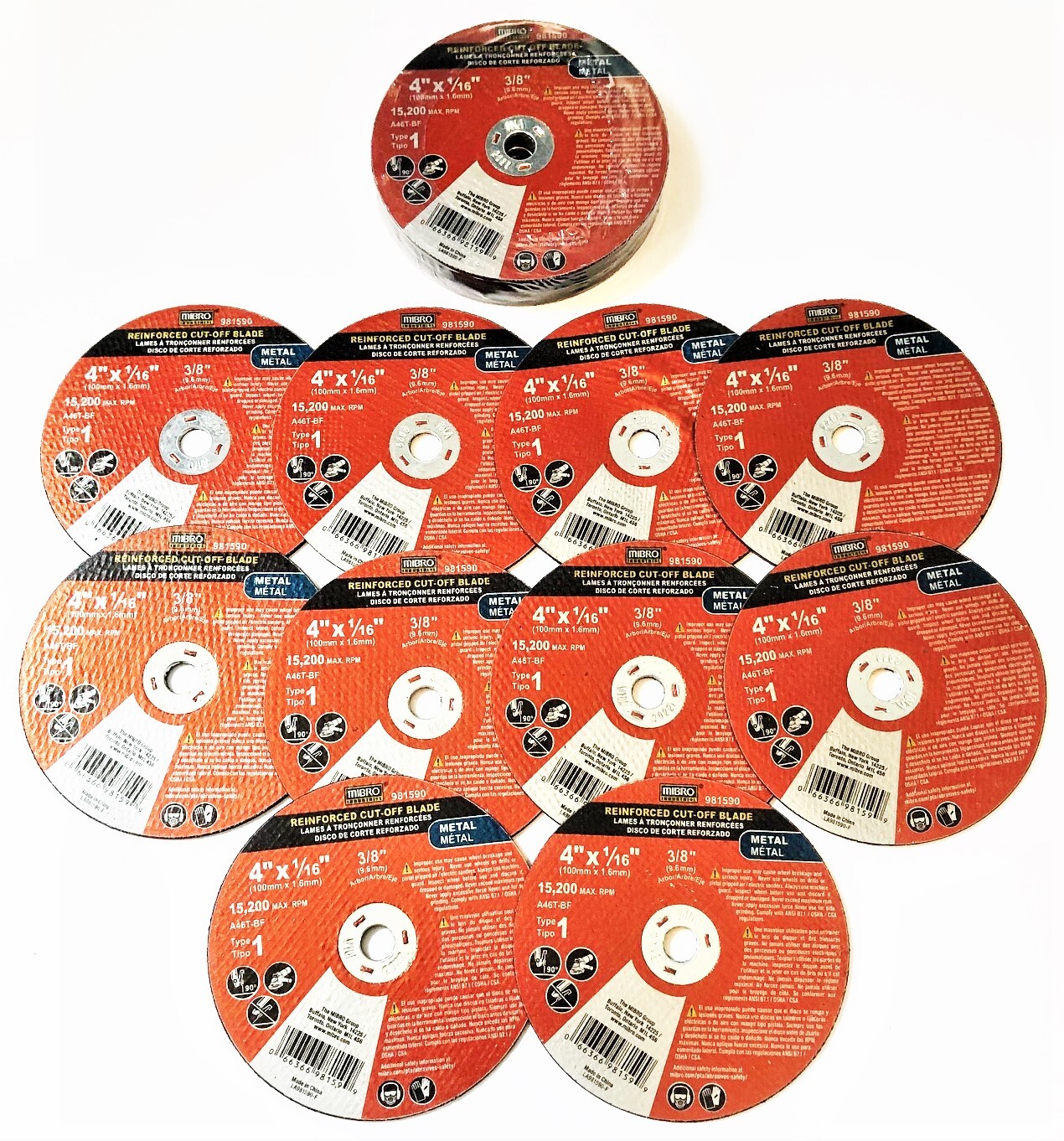 20 MIBRO INDUSTRIAL 4&Prime; X 1/16&Prime; CUT OFF WHEELS DISCS 3/8&Prime; ARBOR METAL CUTTING