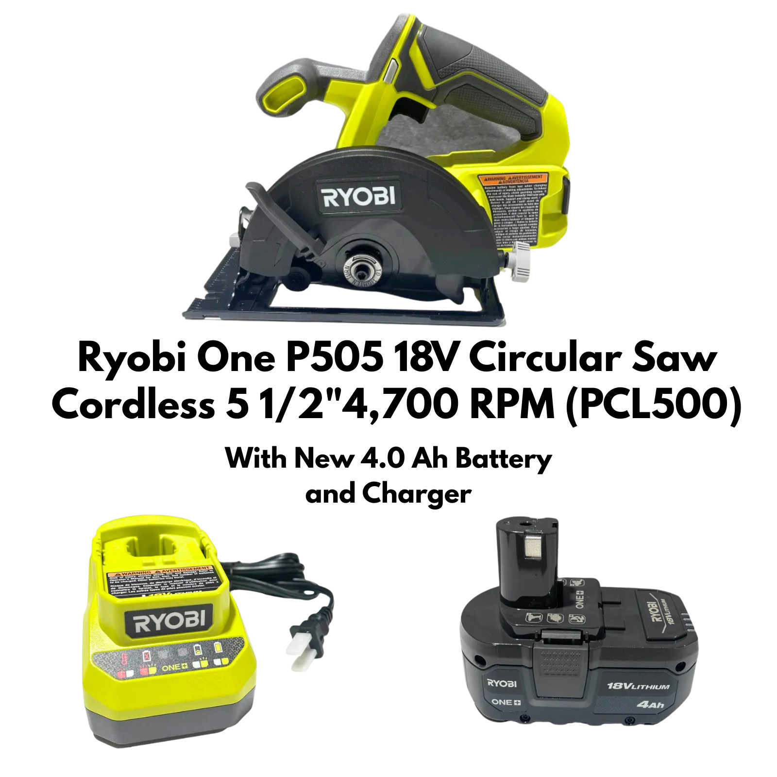 Ryobi One PCL500 18V Circular Saw Cordless 5 1/2&Prime;4,700 RPM 4Ah batt & charger