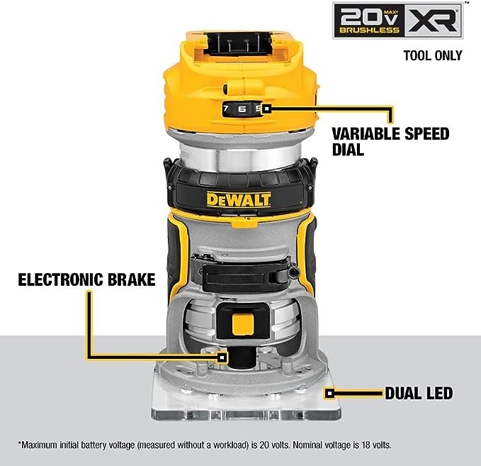 DEWALT 20V Max XR Brushless Compact Router – DCW600B