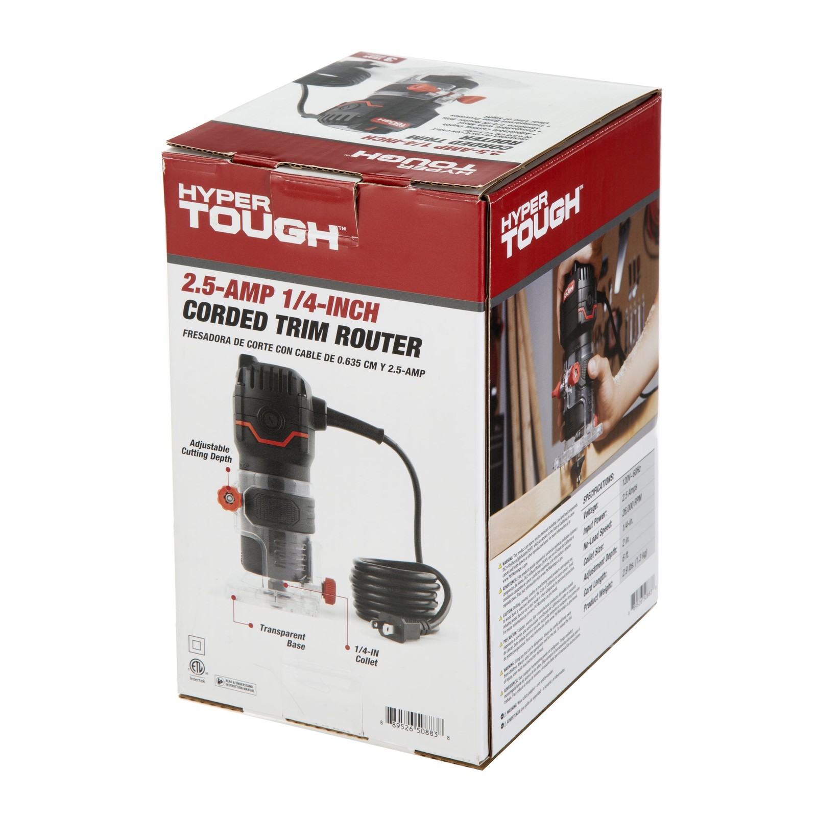 Hyper Tough 2.5A 1/4 inch Trim Router, Light-Duty Woodworking Router Type
