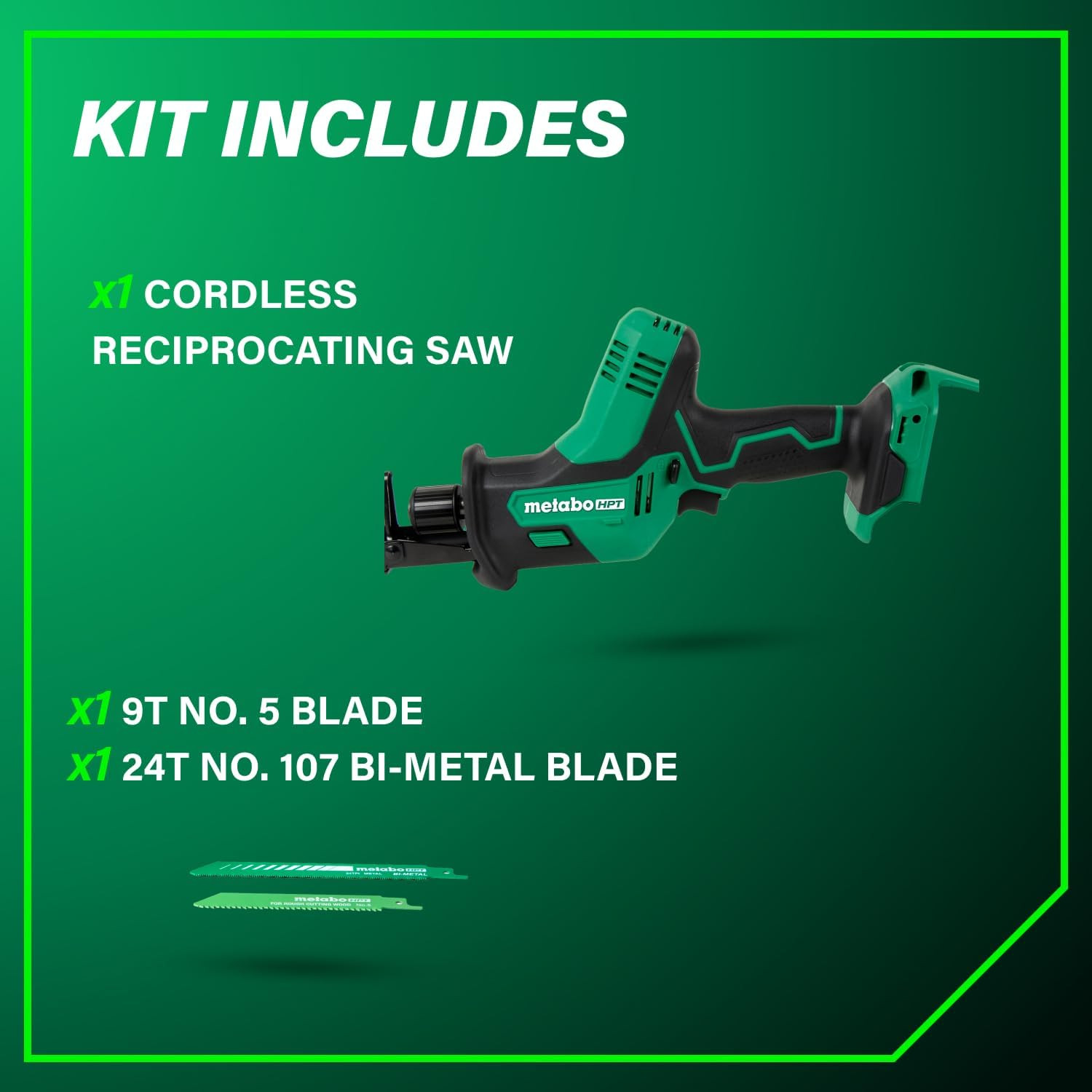 Metabo HPT CR18DAQ4 18V Li-Ion Cordless One Handed Reciprocating Saw (Tool Only)