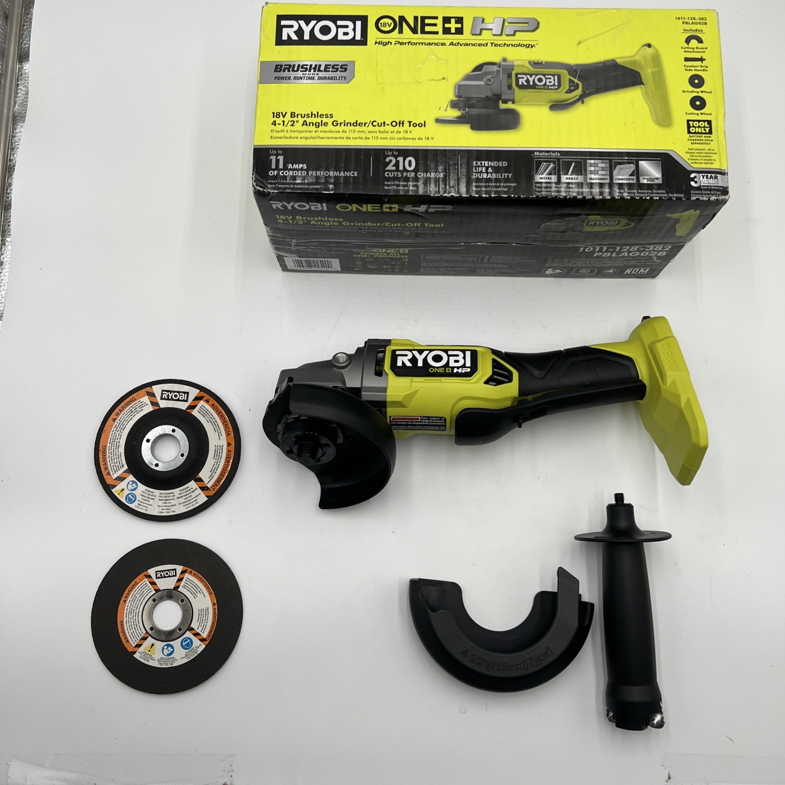 RYOBI ONE+ HP 18V Brushless Cordless 4-1/2 in. Angle Grinder – TOOL ONLY – READ