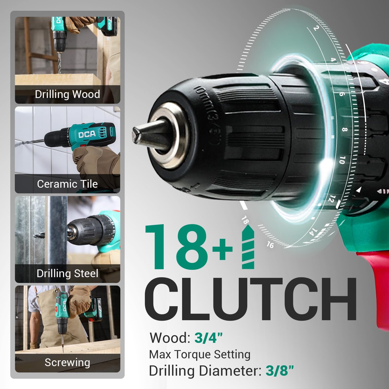 20V Cordless Drill Driver Kit 25 Piece Set 354 in-lbs Torque 3/8 Inch Keyless