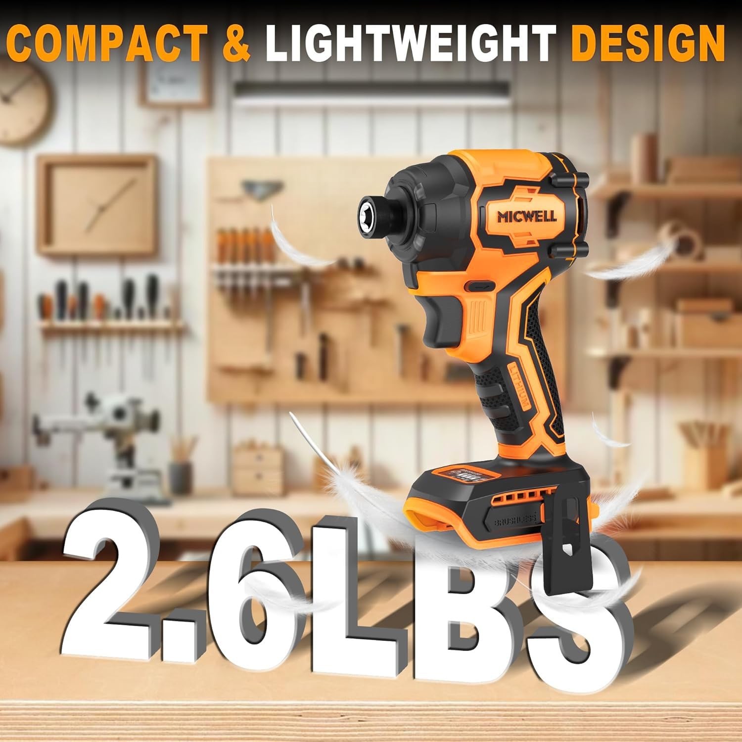 MICWELL Cordless Impact Driver (Tool Only) for Dewalt 20V Max 2300 In-lbs