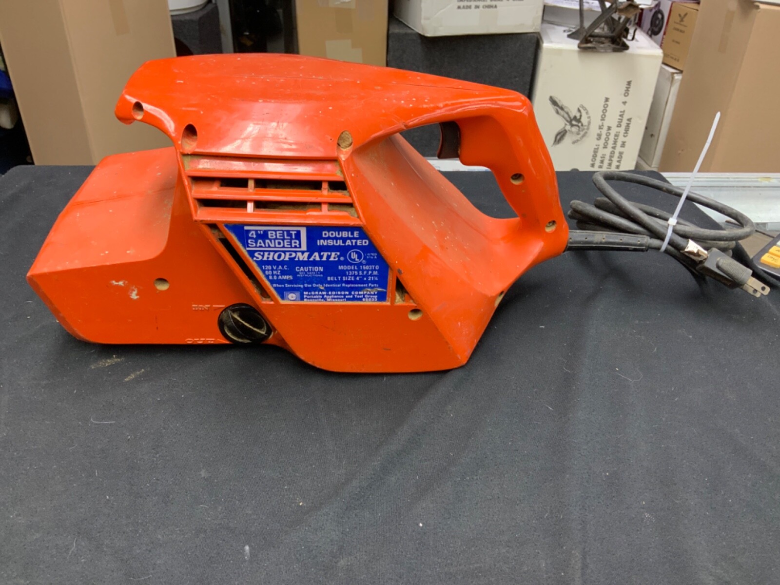 SHOPMATE 4&Prime; Belt Sander Model 1503TO electric McGraw Edison Co Made in USA