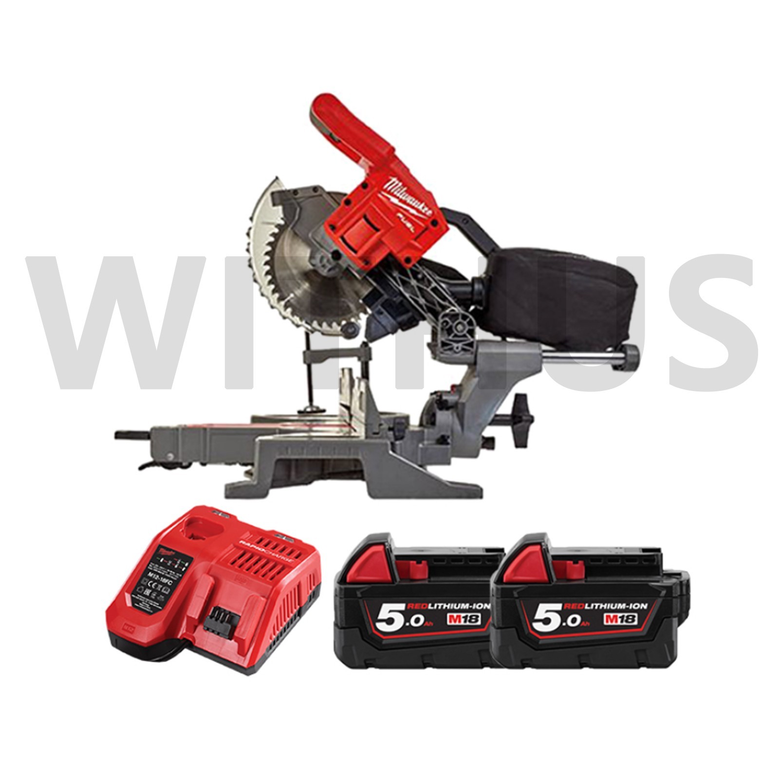 Milwaukee M18 FMS190-502 FUEL 190mm (7-1/2&Prime;) Sliding Mitre Saw 2x5Ah Kit