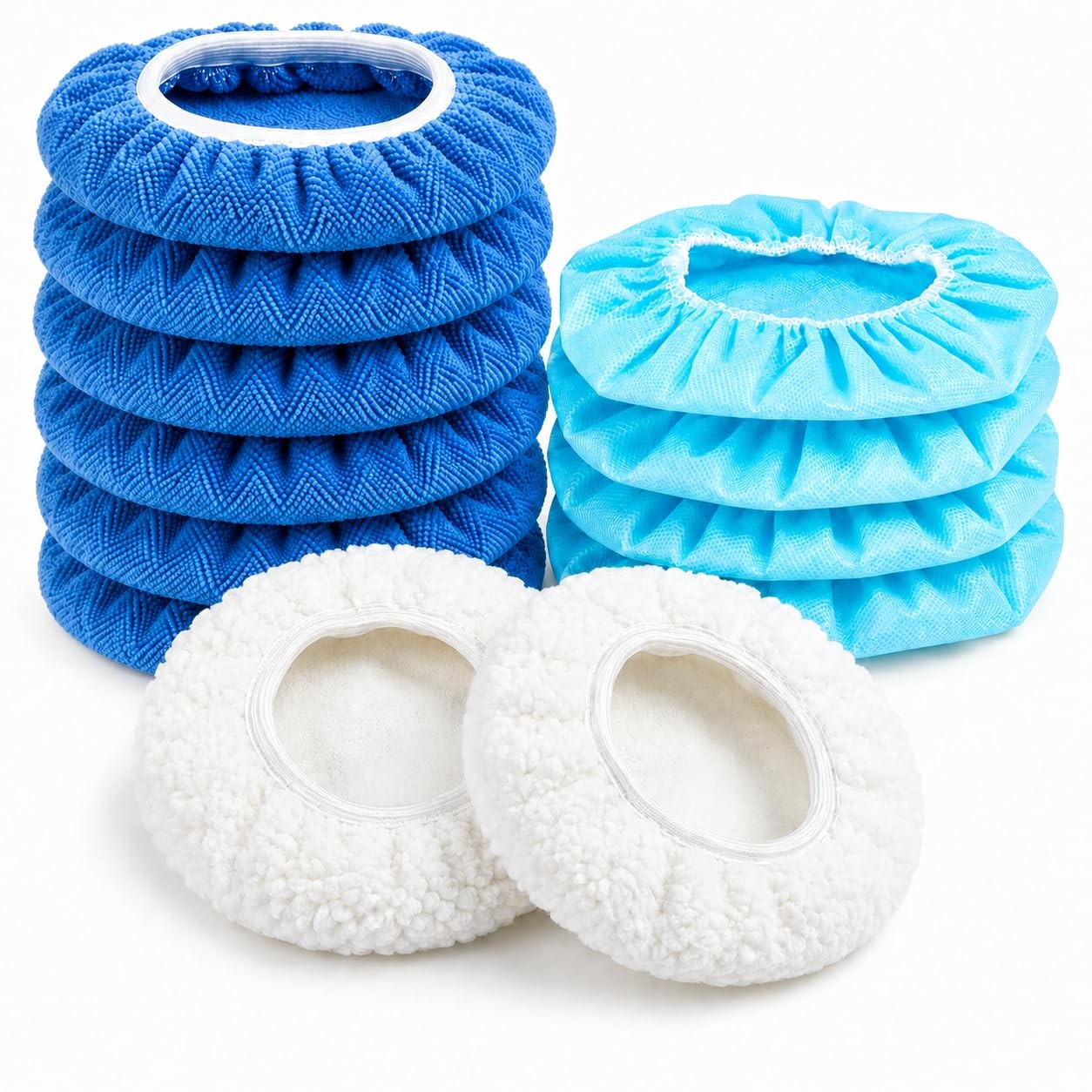 5 Inch Buffing Pads 12pc Microfiber Wool NonWoven Polishing Bonnets Car Buffer D
