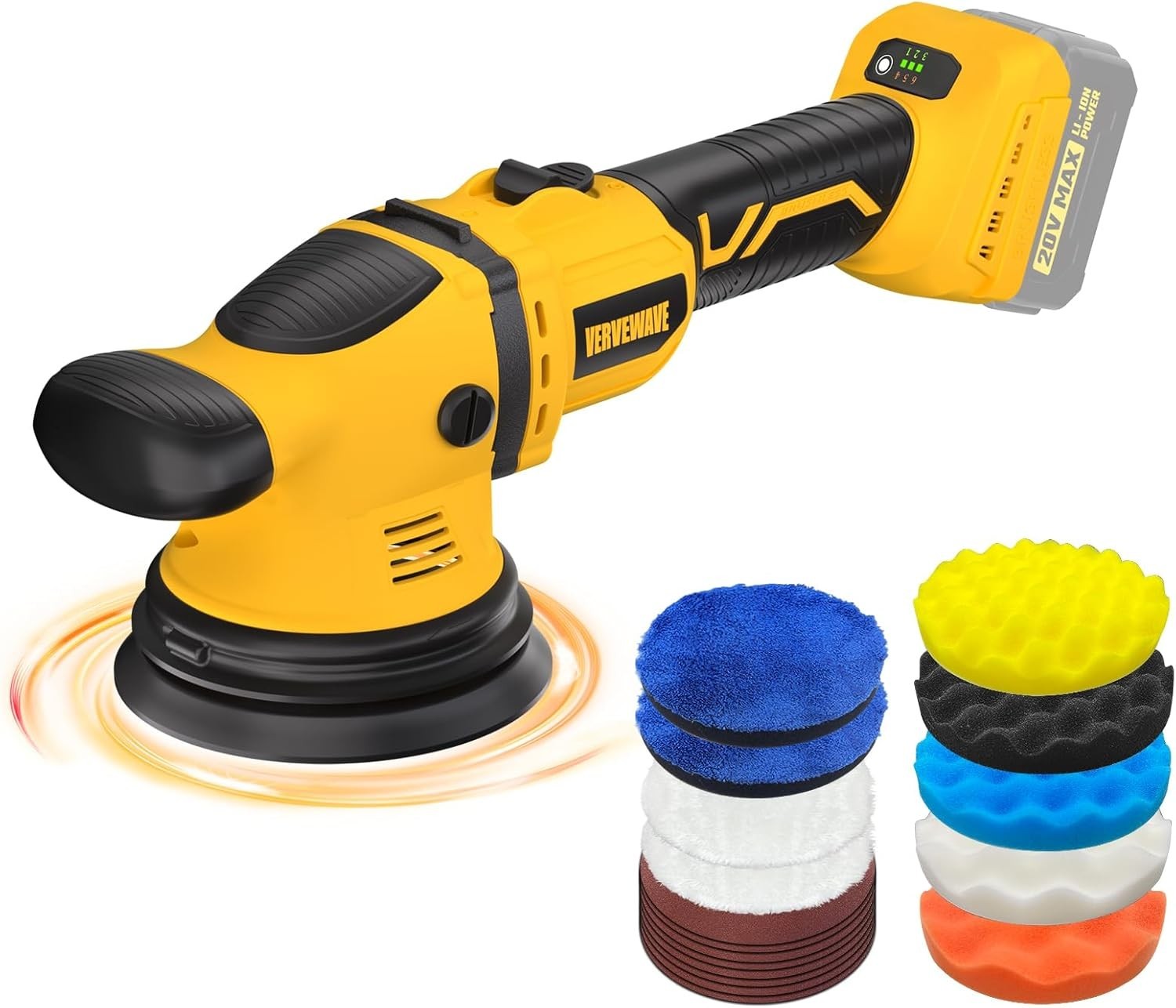 Cordless Buffer Polisher Kit for Dewalt 20V Battery (No Battery), 6-Inch Orbital