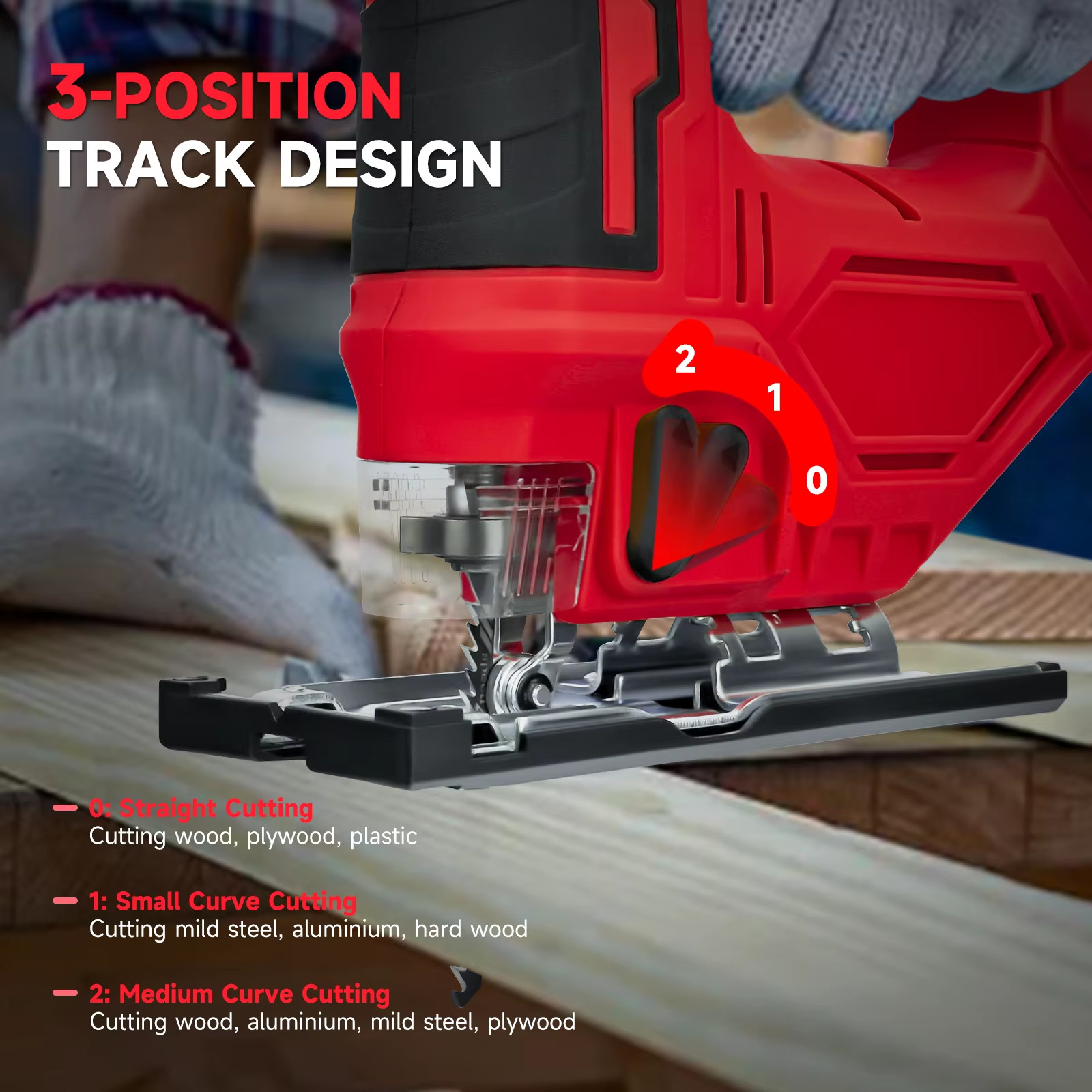 Electric Jig Saw 2700RPM Cordless Jigsaw 3 Orbital Settings Multi-Function Woodw