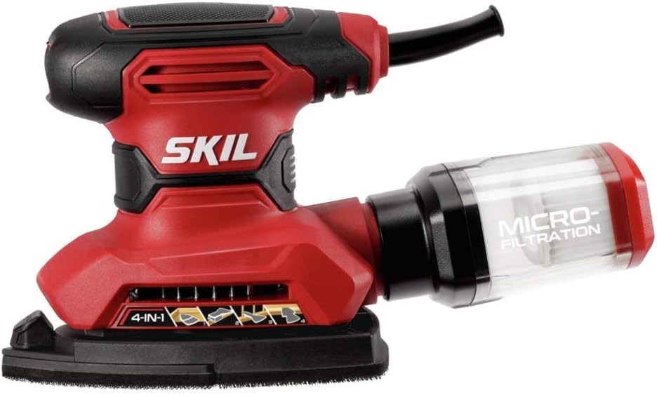 4-in-1 Detail Sander 1.2A Low Vibration Palm Sander With Dust Collection