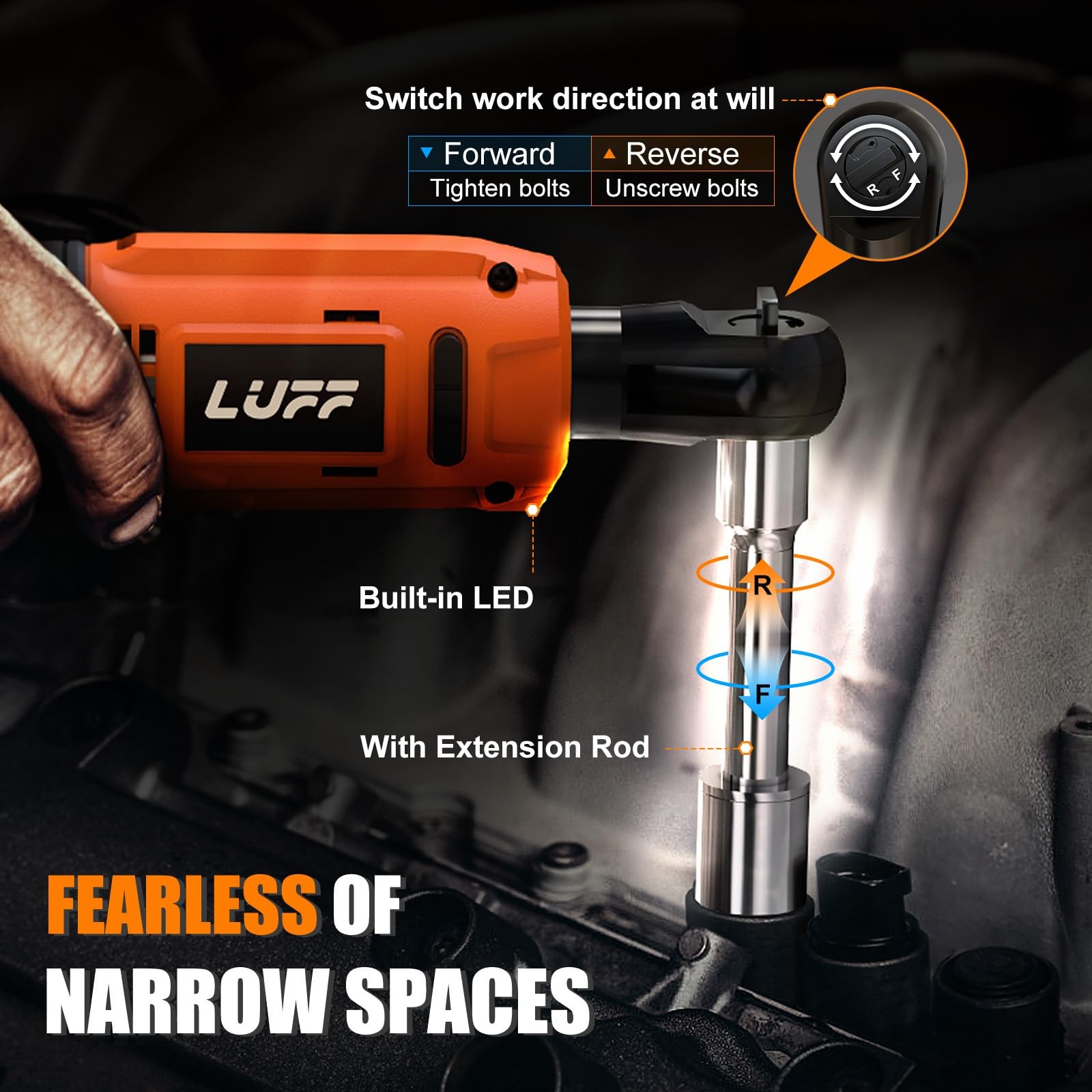 Cordless Electric Ratchet Wrench Kit, 3/8&Prime; 12V Power Ratchet Tool Set, 50N.m …