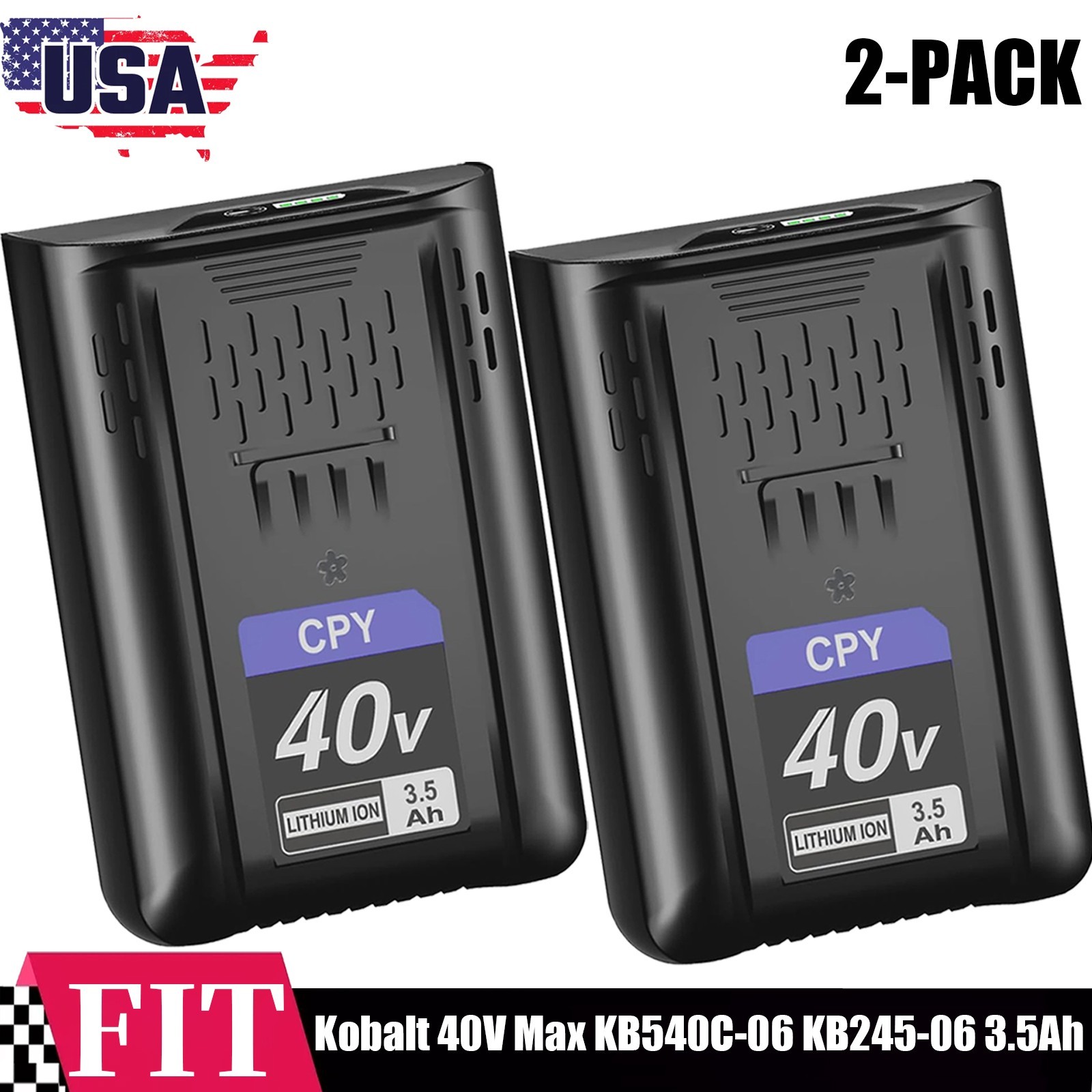 2-PACK 3.5Ah Lithium-ion Battery for Kobalt 40V Max KB540C-06 KB245-06 KB240-06