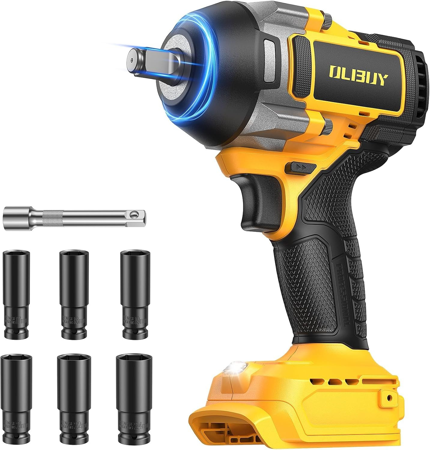 Cordless Impact Wrench for De-Walt 20V Battery, 1106Ft-Lbs (1500N.M) 1/2 Electri