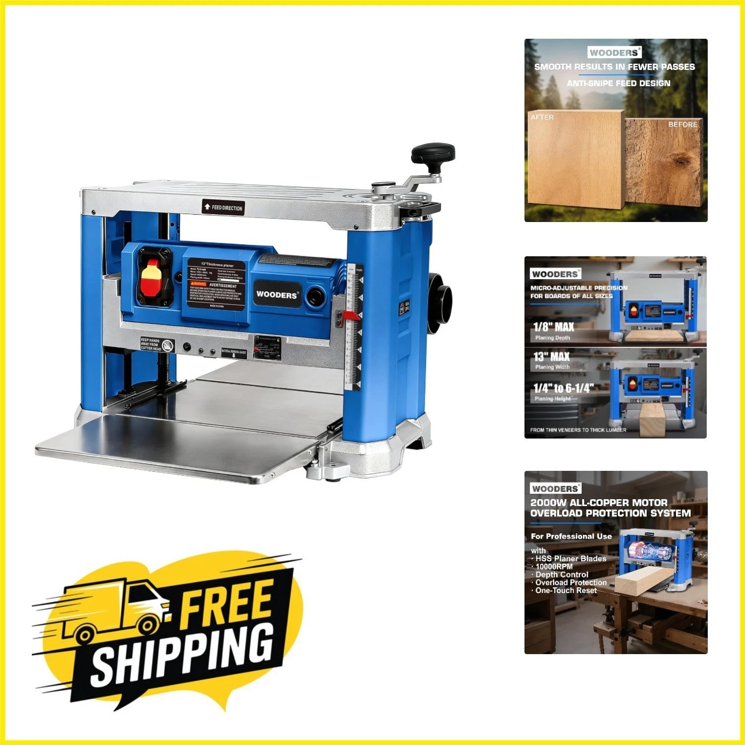 Complete Workshop 13-Inch Thickness Planer – Dust Collection & Safety Features