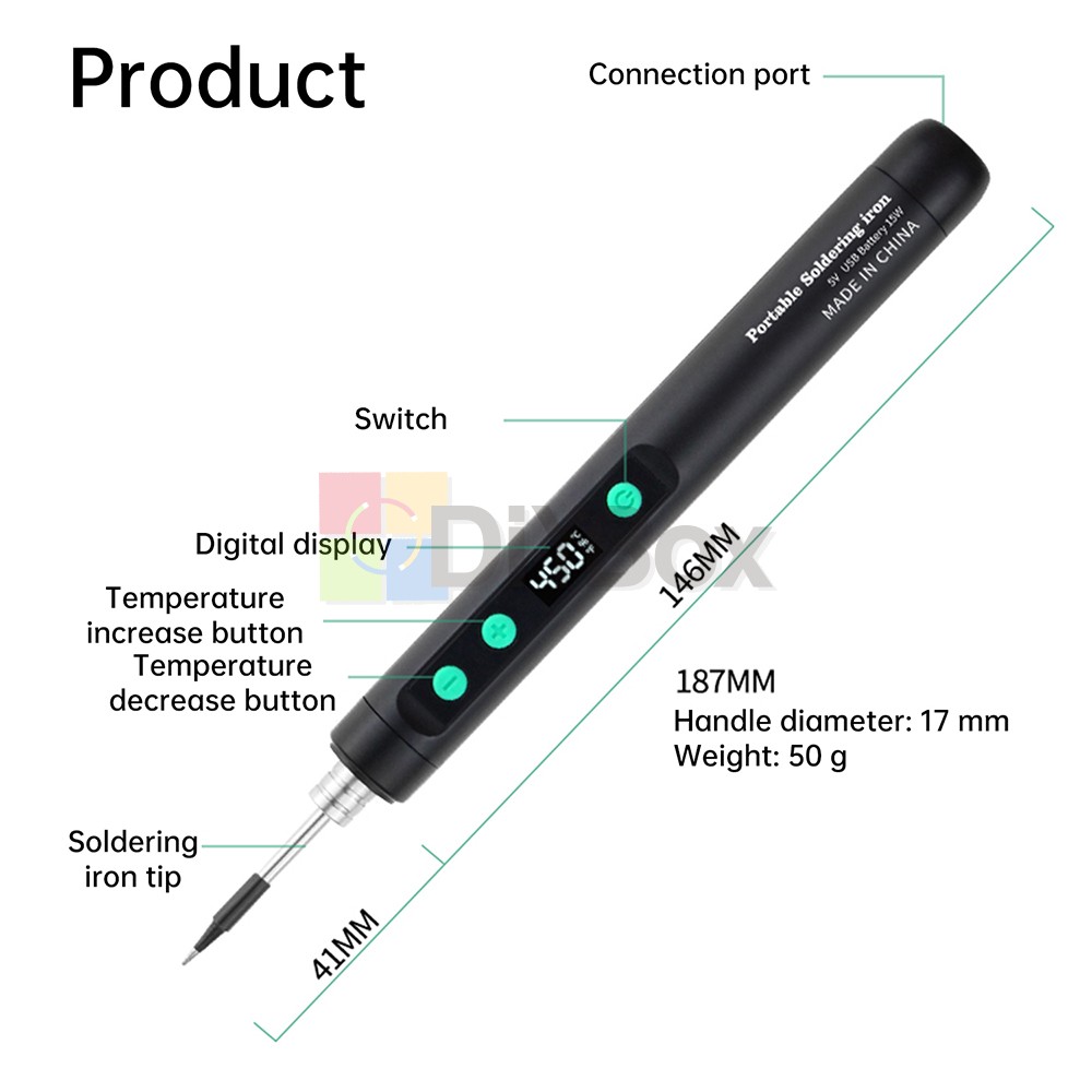 Cordless Soldering Iron Kit USB Rechargeable Welding Tool Adjustable Temperature