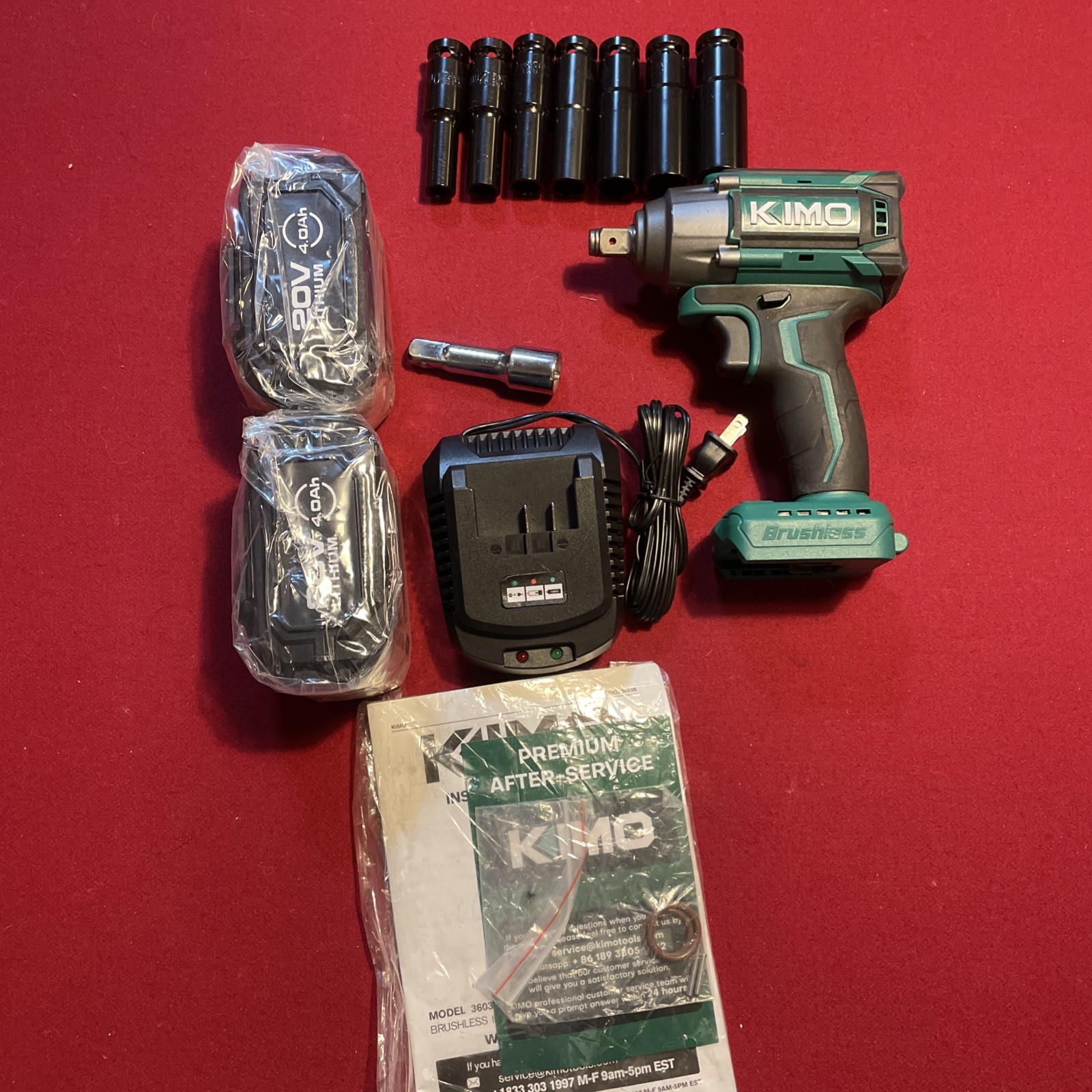 KIMO 1/2 Cordless Impact Wrench – 3000RPM, 406ft-lbs Torque, 9-Piece Set