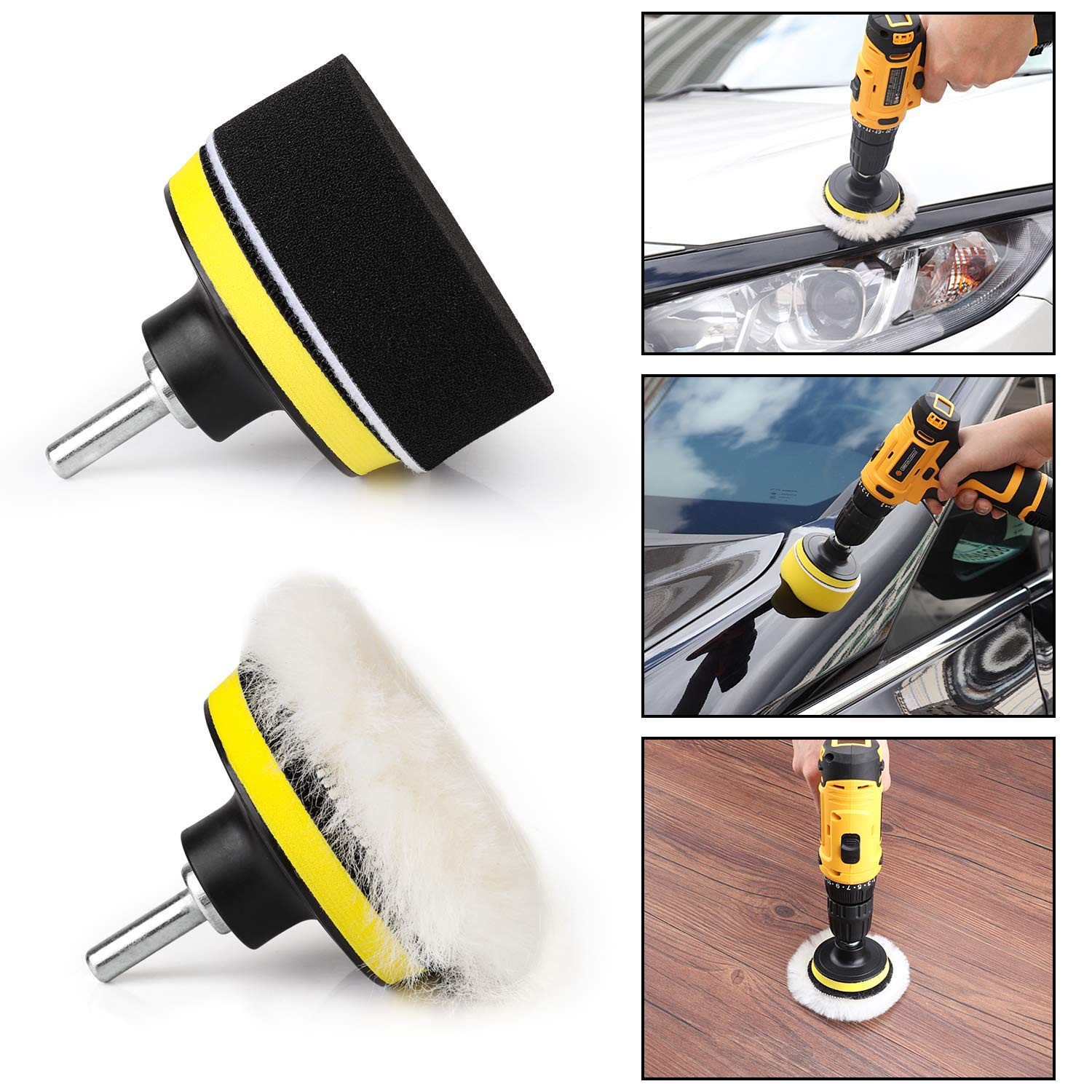 3&Prime; Drill Buffing Pad Kit 11 Pcs Car Foam Polishing Waxing Polisher Attachment
