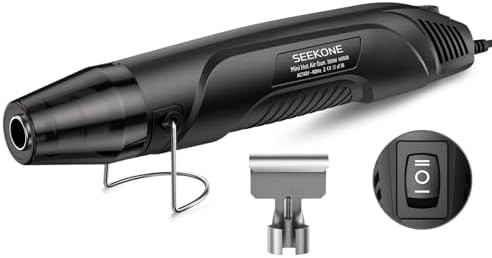 SEEKONE 350W Mini Heat Gun Dual-Temp 500℉ & 842℉ for crafts- Black | lightweight