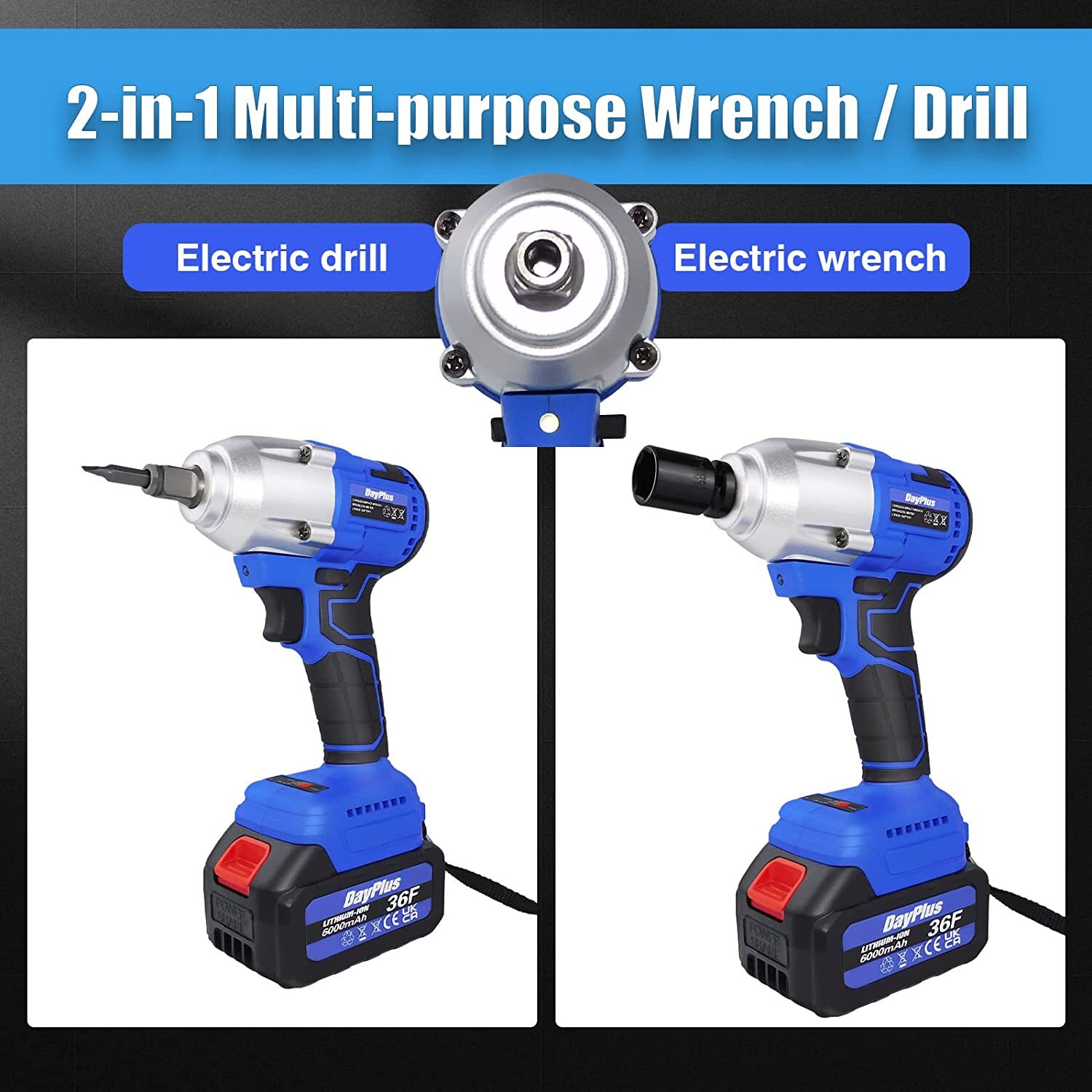420NM 1/2&Prime; 21V Brushless Cordless Impact Wrench with 6000mAh Battery Charger Kit