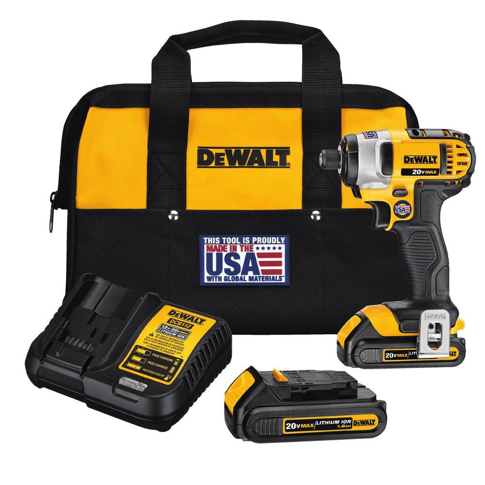 DEWALT 20-Volt MAX Lithium-Ion Cordless 1/4 in. Impact Driver with (2) Batteries