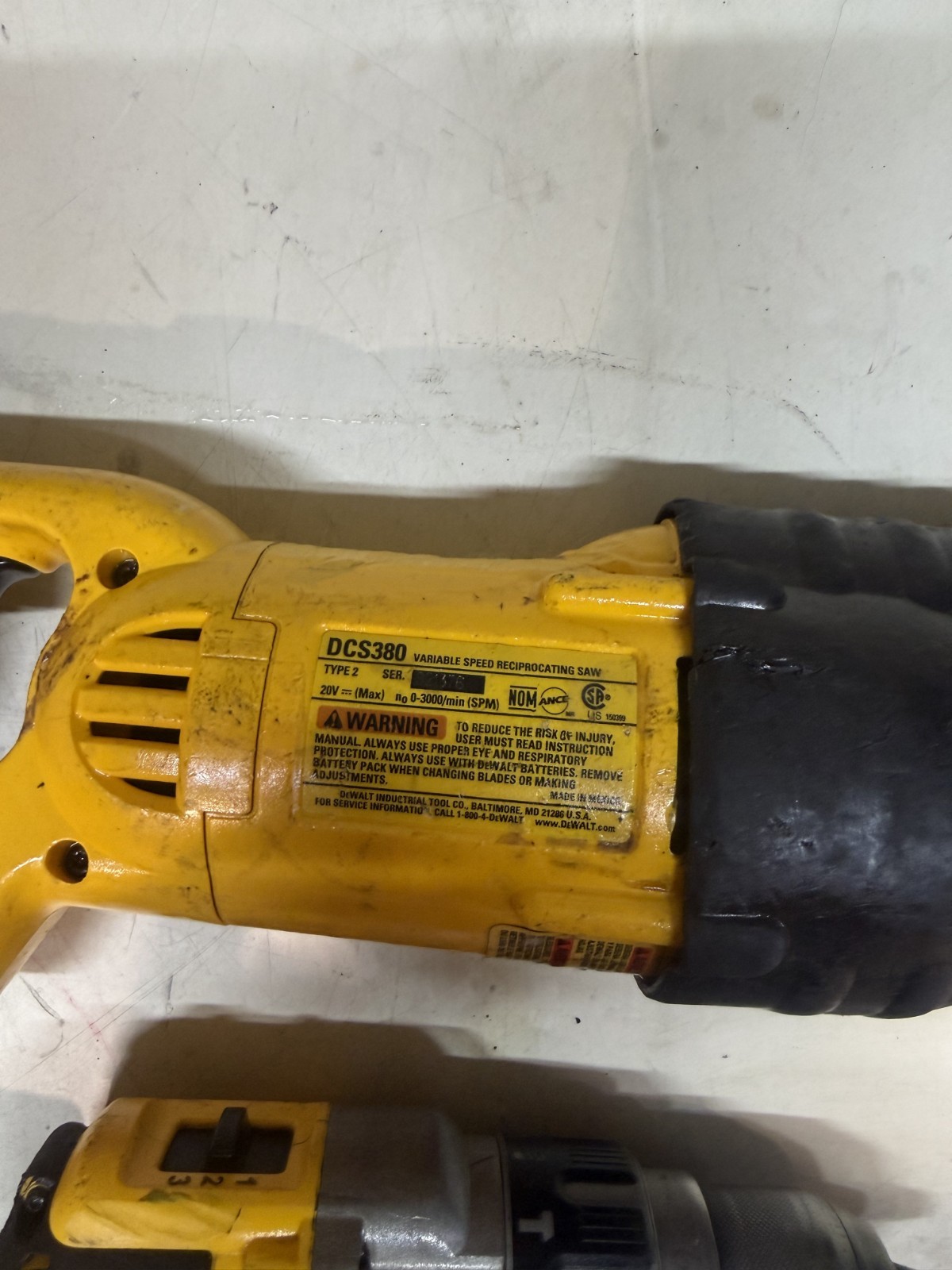DEWALT DCS380 20V Cordless Reciprocating Saw, DCD996 Hammer drill, DCB115 Char