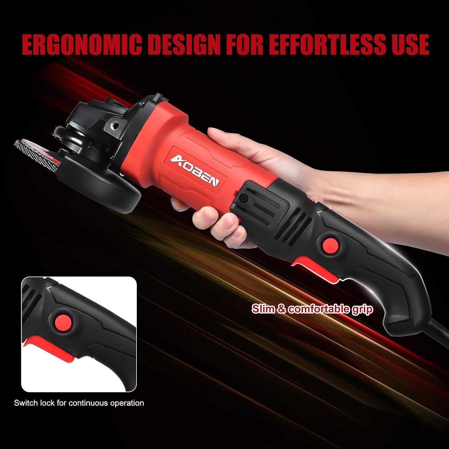 900W Angle Grinder 4-1/2 inch | 7.5Amp, 11000 RPM, 6-Speed Corded Electric Cu…