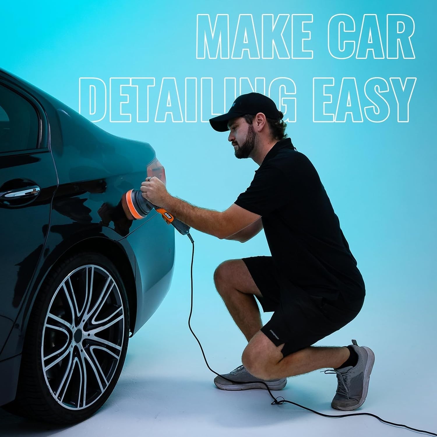 5 Inch Auto Polisher for Car Detailing and Polishing Black and Orange