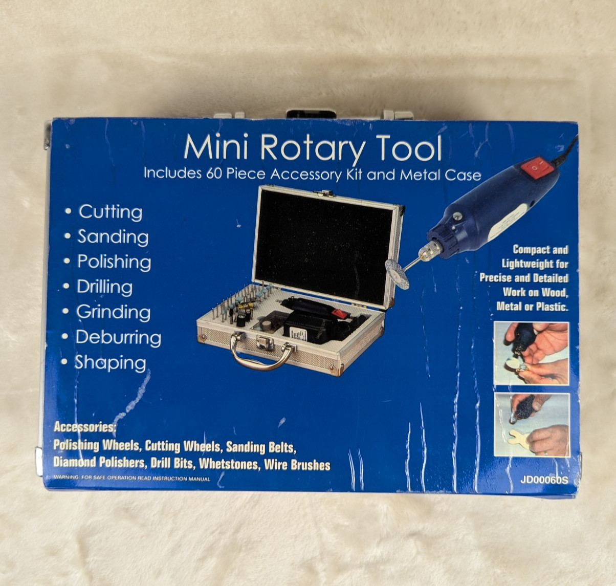 Mini Rotary Tool Includes 60 Piece Accessory Kit and Metal Case