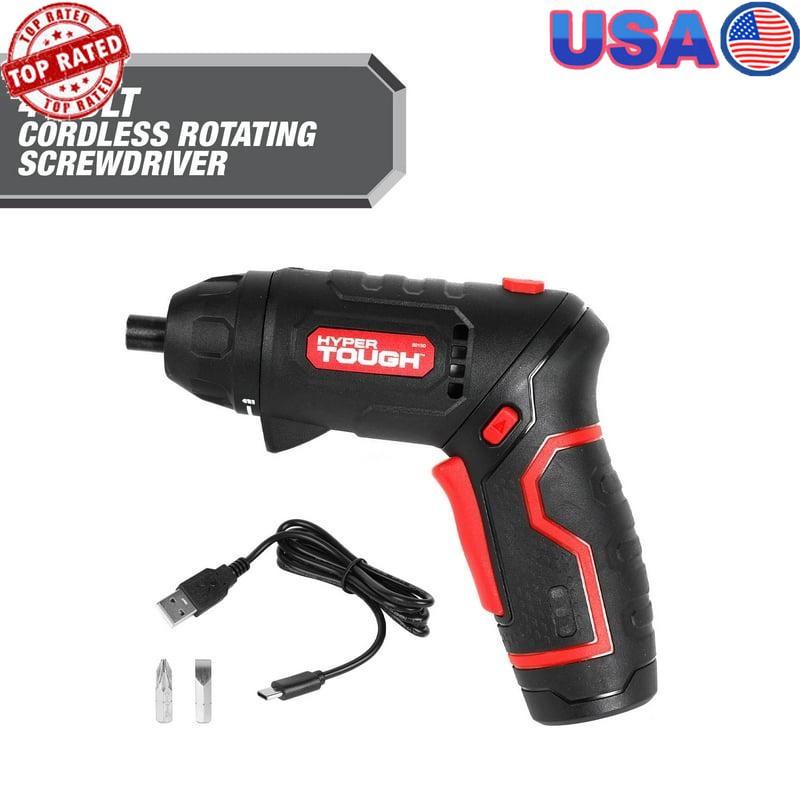 Compact Rotating Cordless Screwdriver Kit 4V Max LED Light 210 RPM Charger 80150