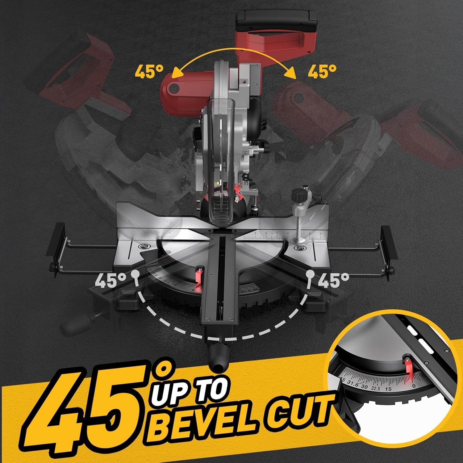 12inch Miter Saw Double Bevel Cutting (-45/0/+45) Miter Saw With Extension Table