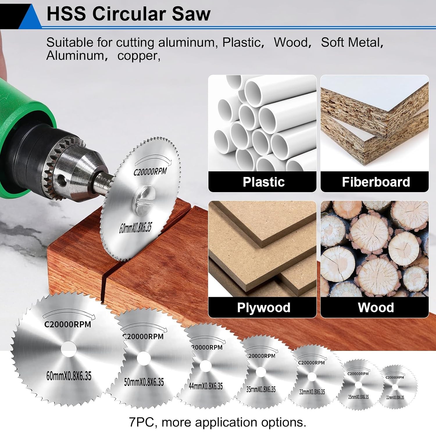 45PCS Dremel Cutting Wheel Kit Diamond HSS Cut Off Discs Rotary Tool Set