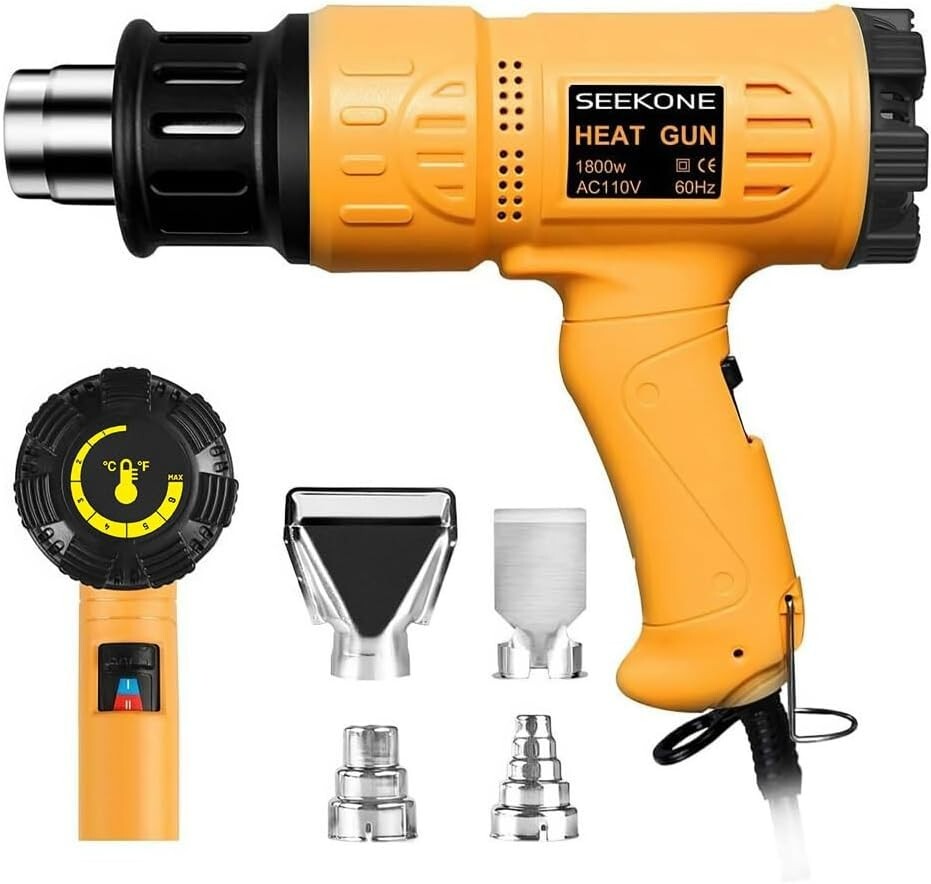 Heat Gun 1800W – Variable Temp 122℉-1202℉, Fast Heating, Overheat Protection