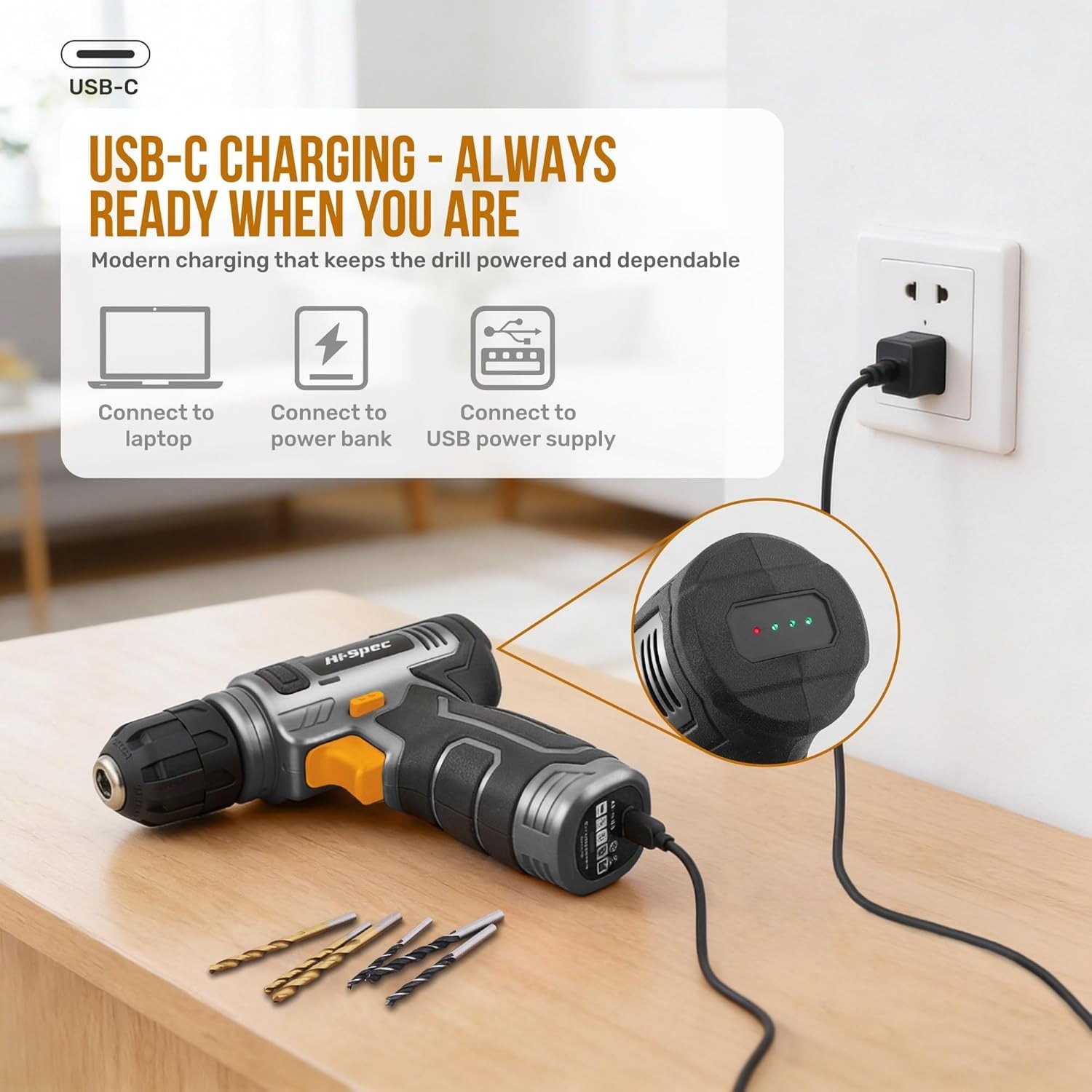 Versatile 47-Piece USB Rechargeable Cordless Drill Set for All Home Projects