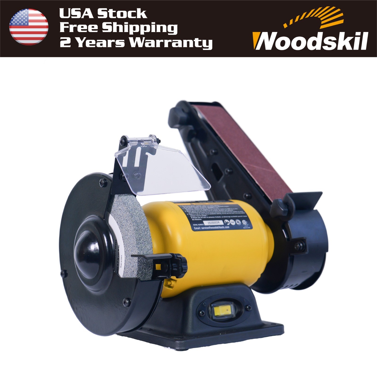 Woodskil 6 Inch 3450RPM Bench Grinder and 2×27 Inch 3700FPM Belt Sander Combo
