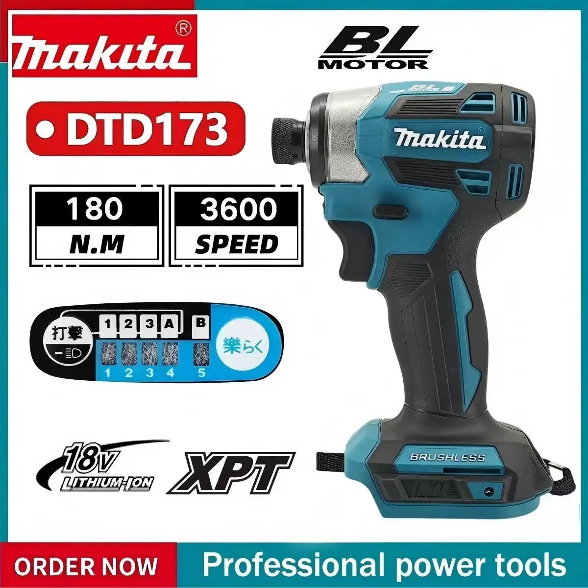 Makita DTD173 1800RPM 180Nm Cordless Impact Driver 180Nm Brushless Motor Electri