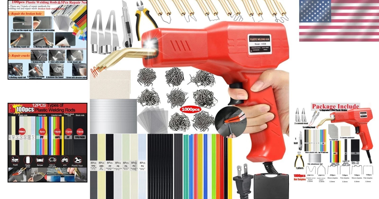 LED-Powered 220W Plastic Welder with 100PCS Rods – Safe & Versatile Repair Tool