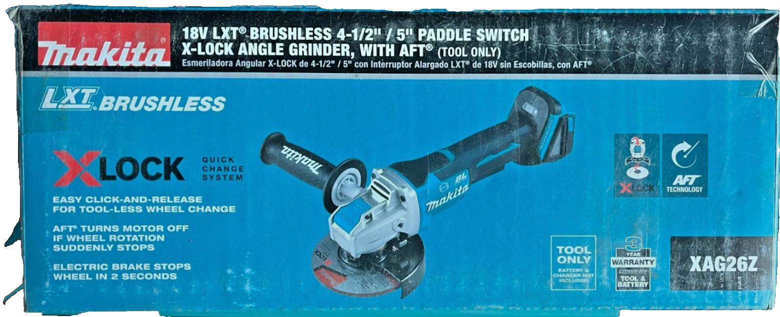 Makita 18V LXT Li-Ion 4-1/2 in./5 in. Paddle XAG26Z Switch X-LOCK Angle Grinder